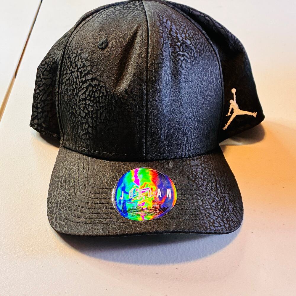 Air Jordan True OG Cement Elephant Print Jumpman Snapback Hat Black Blue Rare